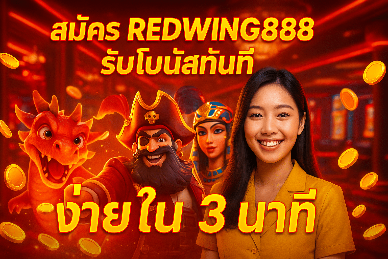 สมัคร REDWING888 รับโบนัสทันที ง่ายใน 3 นาที